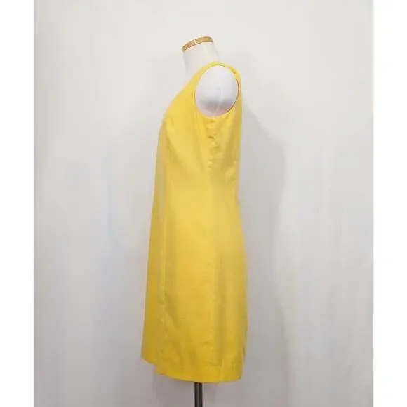 Vintage 90s Dress Yellow Sleeveless Lined Misses Size 8 Dress Barn - Picture 3 of 6